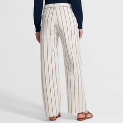 Women's Petite High Rise 5 Pocket Wide Leg Chino Oxford Stripe Pants