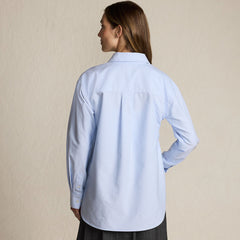 Women's Petite Oversized Oxford Button Front Shirt