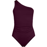 Women's Plus Size Shirred One Shoulder One Piece Swimsuit