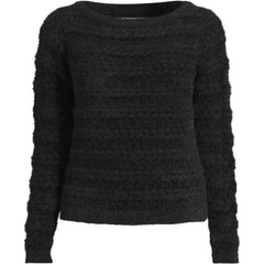 Women's Plus Size Fuzzy Eyelash Cable Boatneck Sweater