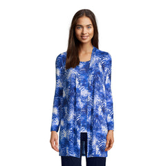 Women's Petite Lightweight Jersey Knit Long Cardigan Print