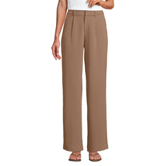 Women's Crepe High Rise Pleated Wide Leg Pants