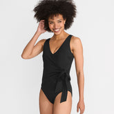 Women's Side Tie Wrap One Piece Swimsuit