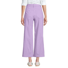 Women's Petite High Rise Patch Pocket Wide Leg Chino Crop Pants