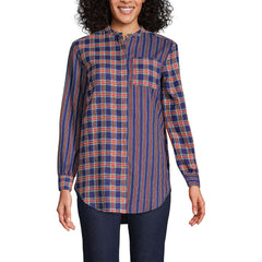 Women's Flannel A-Line Long Sleeve Tunic Top