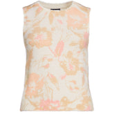 Women's Plus Size Fine Gauge Eyelash Printed Sleeveless Sweater - Set Top
