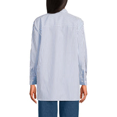 Women's Petite Oversized No Iron Tunic with Statement Collar Shirt