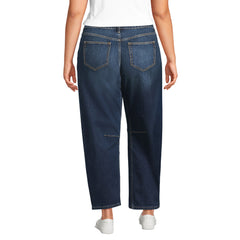 Women's Plus Size Soft Denim Mid Rise Relaxed Barrel Leg Ankle Jeans