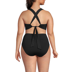 Women's Plus Size V-Neck Bikini and High Waisted Bottom Swimsuit Set