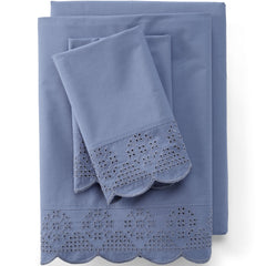 300 Thread Count Cotton Percale Eyelet Bed Sheet Set