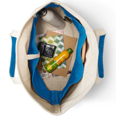 Extra Large 5 Pocket Open Top Long Handle Canvas Tote Bag