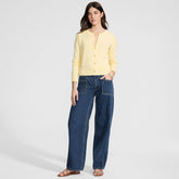 Women's Lightweight Denim High Rise Relaxed Straight Pull On Pocket Jeans