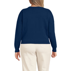 Women's Plus Size Cotton Wedge Crew Neck Sweater