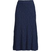 Women's Petite Cozy Lofty Cable Fluted Midi Sweater Skirt
