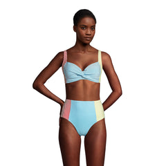 Women's DDD-Cup Chlorine Resistant Twist Underwire Bikini Top Swimsuit Adjustable Straps Seersucker