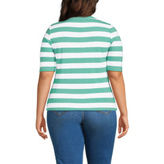 Women's Plus Size Drapey Rib Fitted Elbow Sleeve Scoop Neck Tee