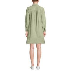 Women's Wide Wale Cord Popover Long Sleeve Shirt Dress