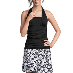 Women's DD-Cup Chlorine Resistant Square Neck Halter Tankini Swimsuit Top