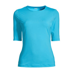 Women's Petite SunShade UPF 50 Elbow Sleeve Rash Guard Swim Tee