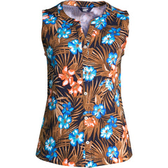 Women's Plus Size Crinkle Knit Button Front Tank
