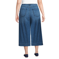 Women's Plus Size Denim Mid Rise Wide Leg Culotte Jeans