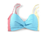 Women's DD-Cup Chlorine Resistant Twist Underwire Bikini Top Swimsuit Adjustable Straps Seersucker