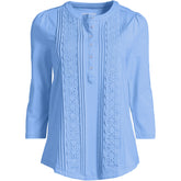 Women's Plus Size 3/4 Sleeve Lightweight Jersey Embellished Top