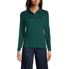 School Uniform Women's Long Sleeve Feminine Fit Interlock Polo Shirt