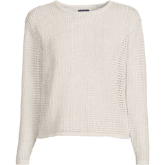 Women's Plus Size Cotton Viscose Mesh Jacquard Crew Neck Sweater