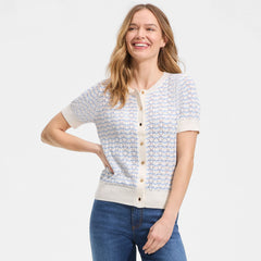 Women's Cotton Viscose Short Sleeve Cardigan Sweater