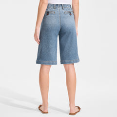 Women's Petite Recover Denim Mid Rise 12" Trouser Shorts