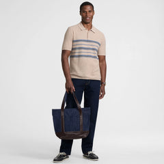 Men's Short Sleeve Texture Stitch Sweater Polo