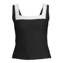 Women's Long Texture Square Neck Tankini Swimsuit Top
