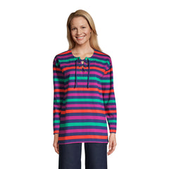 Women's Petite Long Sleeve Heavyweight Jersey Lace Front Tunic