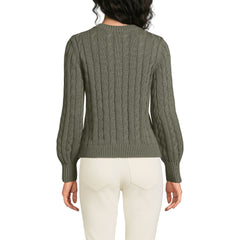 Women's Drifter Classic Cable Crew Neck Cardigan Sweater