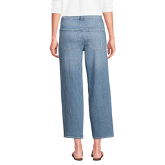 Women's Soft Denim Mid Rise Relaxed Straight Crop Jeans