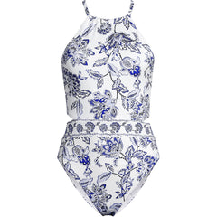Women's High Neck Monokini High Leg One Piece Swimsuit