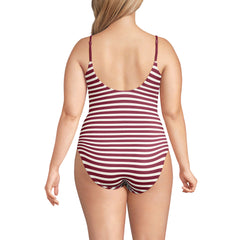 Women's Plus Size Tugless Thin Strap One Piece Swimsuit