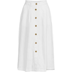 Women's Plus Size Button Front Linen Midi Skirt