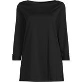 Women's Petite Size Supima Cotton Adjustable 3/4 Sleeve Boatneck Tunic