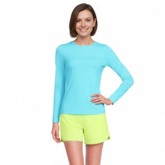 Women's Petite SunShade UPF 50 Long Sleeve Rash Guard Swim Tee