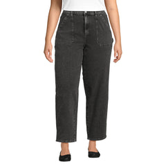 Women's Plus Size Soft Denim High Rise Utility Cargo Ankle Jeans