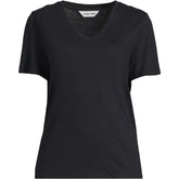 Women's Short Sleeve Linen Blend V-Neck Tee