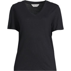 Women's Short Sleeve Linen Blend V-Neck Tee