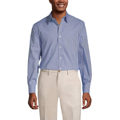 Men's Tall Pattern No Iron Supima Pinpoint Straight Collar Dress Shirt