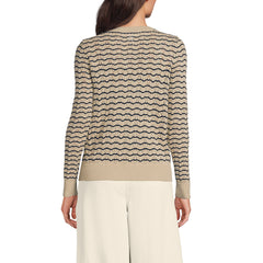 Women's Petite Cotton Viscose Button Shoulder Modern Crew Sweater