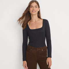Women's Long Sleeve Rib Square Neck Tee