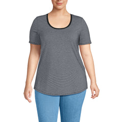 Women's Plus Size Short Sleeve Power Performance Scoop Neck Curved Hem Tunic Tee