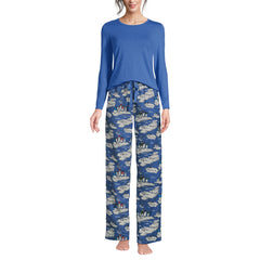 Women's Pajama Gift Set - Knit Long Sleeve Top and Flannel Pants