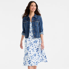 Women's Petite Cotton Modal Off the Shoulder Wrap Midi Dress